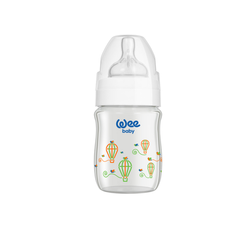[1001577] Heat Resistant Patterned Classical + Wide Neck Glass Feeding Bottle 120 ml No:1 - 139