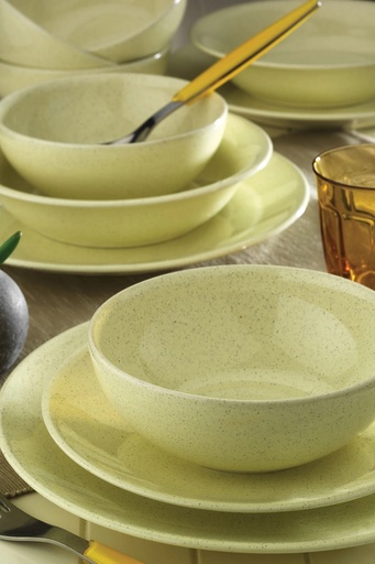 [1001978] Kutahya Porselen 'Harlek'  24 PCS Dinner set  'Yellow'