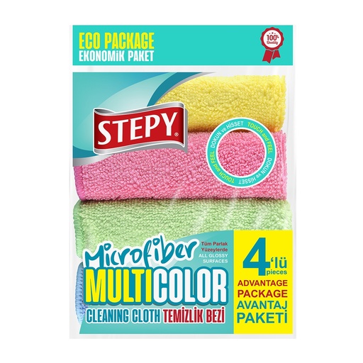 [1003265] STEPY MICROFIBER 4 PCS CLEANING GLOTH BLACK 25*35cm