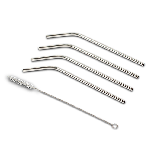 [1003349] Stainless steel straws "Acer" with cleaning brush set of 5pcs 20cm