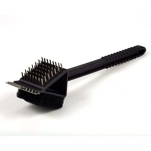 [1003379] Stainless steel grill cleaning brush "BBQ Guru" with scrub pad and scraper 