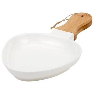 [1003410] Porcelain plate "Terrestrial" with bamboo handle 32cm