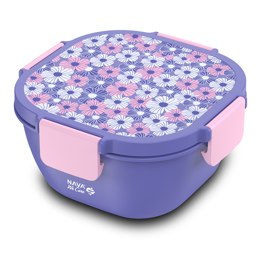 [1003433] Square plastic lunch box "We Care", blue 1700ml