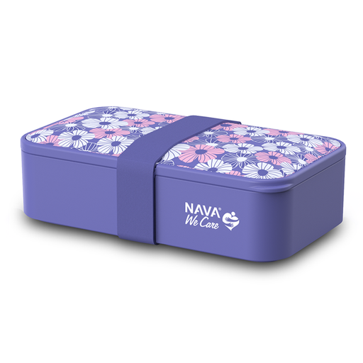 [1003436] Square plastic lunch box "We Care", purple 1700ml