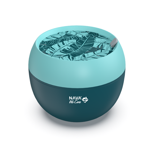 [1003440] Round plastic lunch box "We Care", petrol blue 800ml