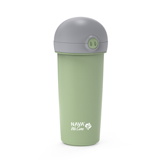 [1003459] Plastic water bottle with silicone straw "We Care", green 380ml