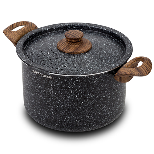 [1003482] Casserole "Nature" with straining lid & nonstick stone coating 22cm