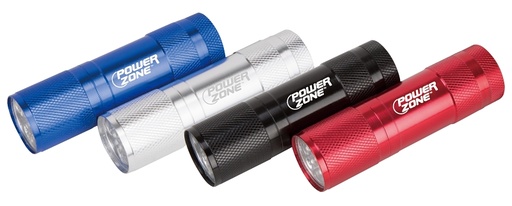 [1003844] PowerZone LFL215-9T Flashlight, AAA Battery, AAA Battery, LED Lamp, 59, 12 m Beam Distance, 12 hr Run Time