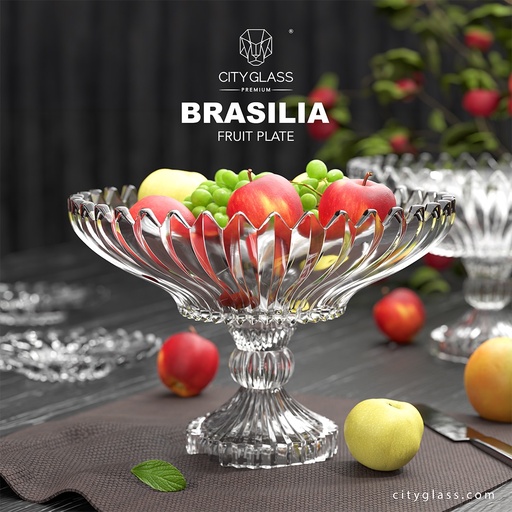 [1004000] Bohemia Gateau Plate With Stem -29.5 CM Tray Gift Box