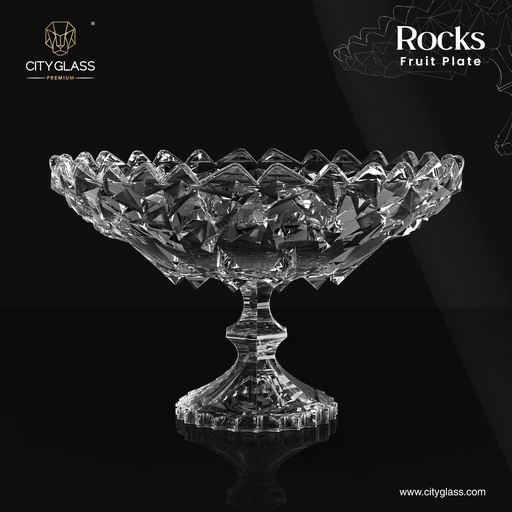 [1004008] Rocks Fruit Bowl With Stem -30 CM Tray Gift Box