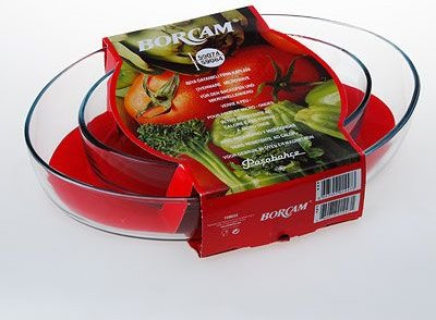 [1004074] oval glass trays two  Borgam pcs, sizes 3.2 + 1.55 ltr