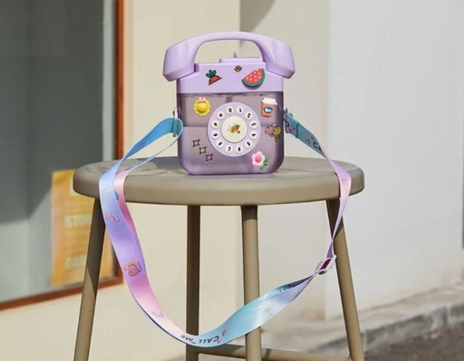 [1004204] Kids Water Plastic Bottle Telphone 400ML MIN-007-Purple